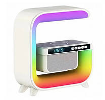 Лампа нічник з бездротовою зарядкою та Bluetooth колонкою G3 з годинником