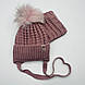 Теплий комплект на завʼязках для дівчаток — шапка та хомут на зимовий сезон, арт 3626, фото 4