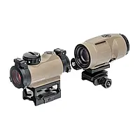 Коліматорний приціл Sig Sauer Romeo-MSR 2MOA red dot зі збільшувачем Juliet3-Micro 1-3X FDE от DOM-Energy
