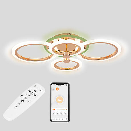Стельова LED люстра, світлодіодний світильник Sunlight золото 5333/2+2 R, фото 1
