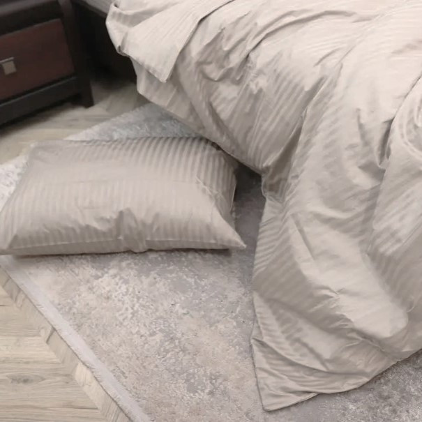 Простирадло 240х220см страйп сатин Ярослав №04 папірус, фото 1