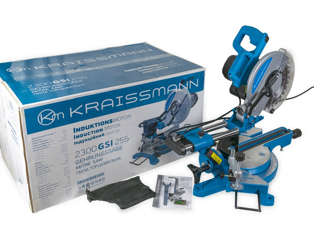 Пила торцювальна Kraissmann 2300 GSI 255 (2300 Вт; 255 мм; Лазерний маркер) Німеччина, фото 1