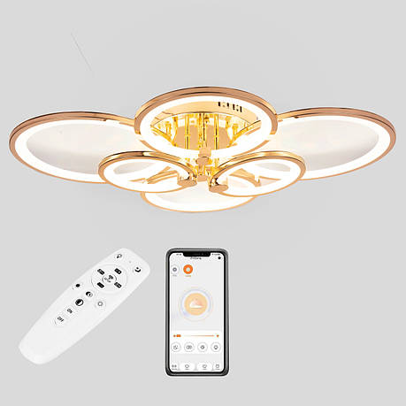 Стельова LED люстра, світлодіодний світильник Sunlight золото 5332/2+2+2, фото 1