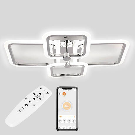 Стельова LED люстра, світлодіодний світильник Sunlight хром 5667/2+2, фото 1