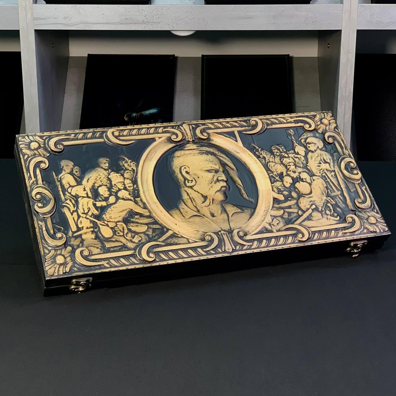 Дерев’яні нарди ручної роботи Козак 68х32см подарункові, фото 1