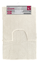 Набір шенілових килимків із поліестеру (прямок. 50*80 cm + U-форма 50*50 см, кремові) ТМ Мій Дім 01645