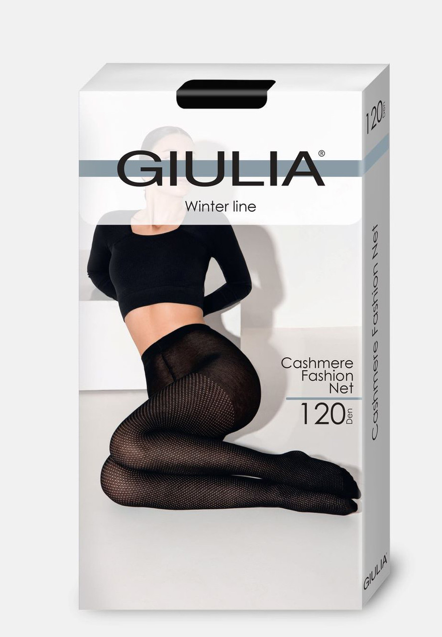 Колготки 120 ден бавовняні фантазійні сіточка Giulia Cashmere Fashion Net 120 чорного кольору розміри 2 3 4