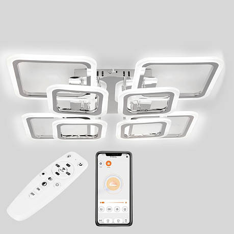 Стельова LED люстра, світлодіодний світильник Sunlight хром 5331/4+4, фото 1