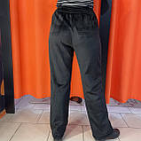 Штани жіночі теплі прямі велюр на хутрі рубчик на резинці 50 чорні, фото 2