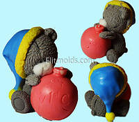Силиконовая форма Тедди с елочным шариком 3D