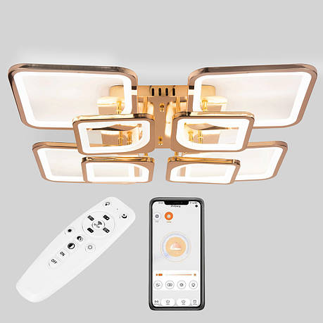 Стельова LED люстра, світлодіодний світильник Sunlight золото 5631/4+4, фото 1