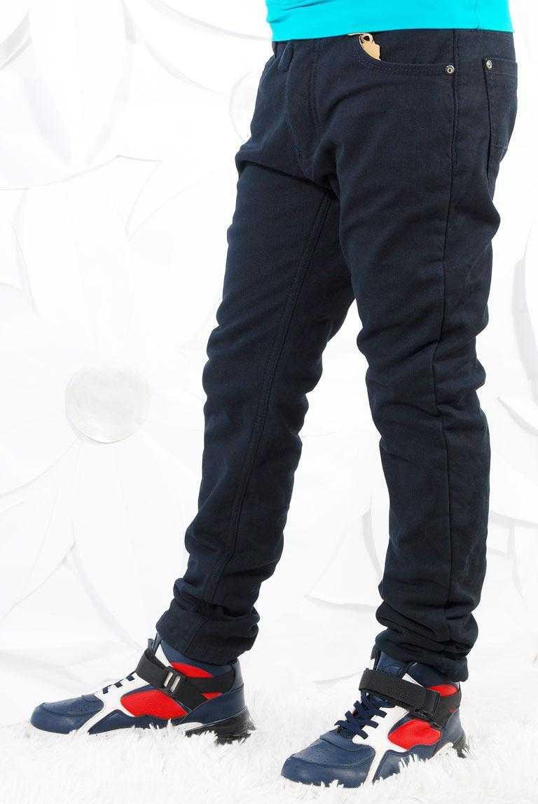 Штани котонові теплі для хлопчика на флісі Taurus темно-сині на резинці, розмір 134, фото 1
