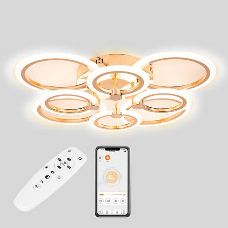 Стельова LED люстра, світлодіодний світильник золото Sunlight 5333/4+4 GLD, фото 1
