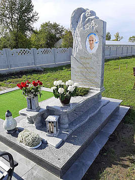 Пам'ятник із ангелом об'ємні крила із граніту. Чарівна різьба по каменю. 1600*800*160