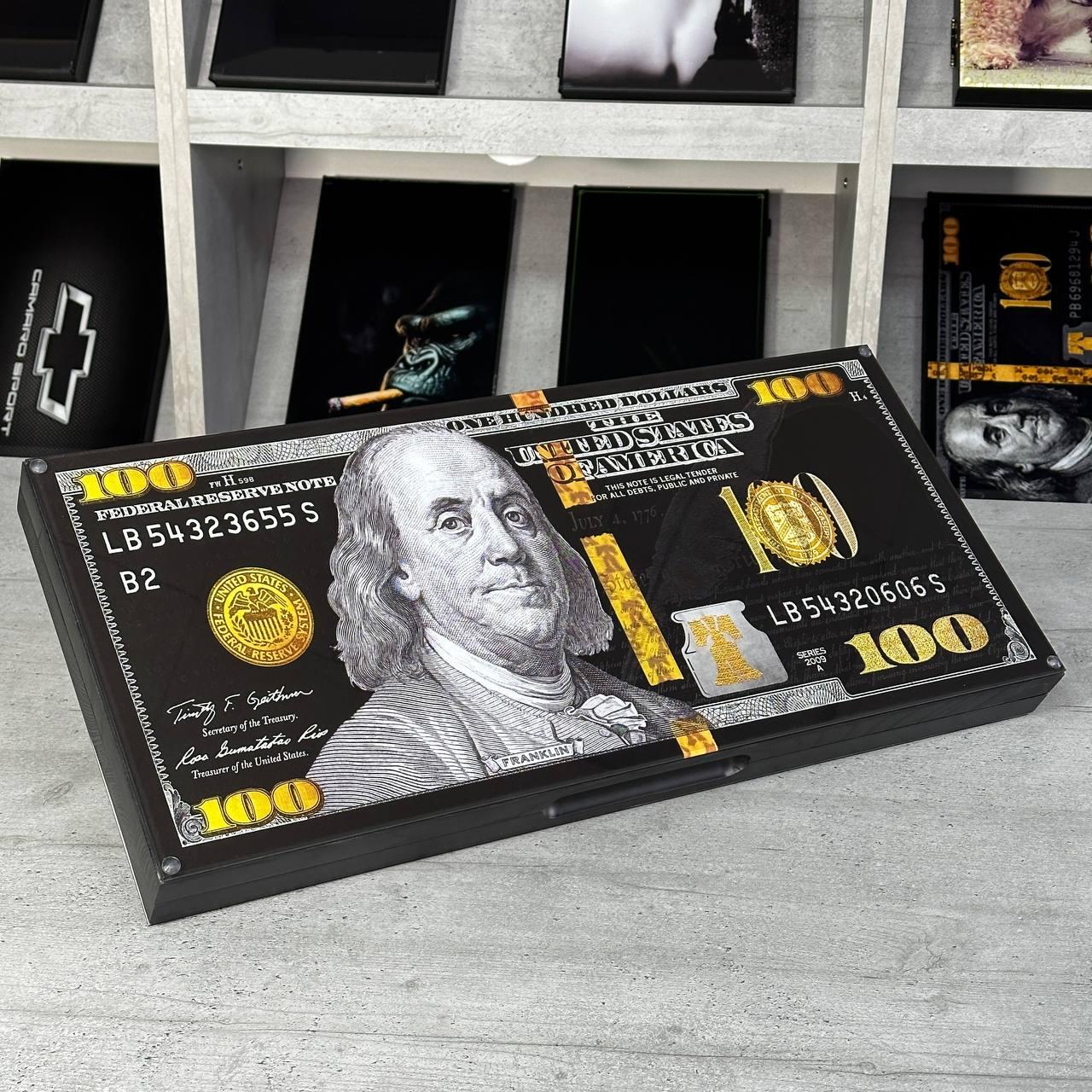 Нарди скляні у поєднанні з деревом Долар 60×30×6см подарункові, фото 1