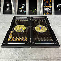 Нарди скляні у поєднанні з деревом Долар 60×30×6см подарункові, фото 6