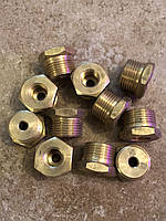 Перехідник нарізний з М12х1,5мм внутрішня на М20х1,5 мм зовнішня для манометрів (латунний)