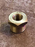 Перехідник нарізний з М12х1,5мм внутрішня на М20х1,5 мм зовнішня для манометрів (латунний), фото 2