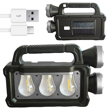 Ручний ліхтар на сонячній батареї з функцією PowerBank, HNB-7718-3W / Акумуляторний ліхтар кемпінговий