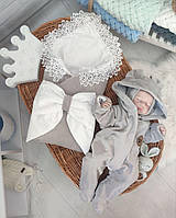 Преміальний комплект для новонароджених на виписку "Ніжність і затишок" Сірий