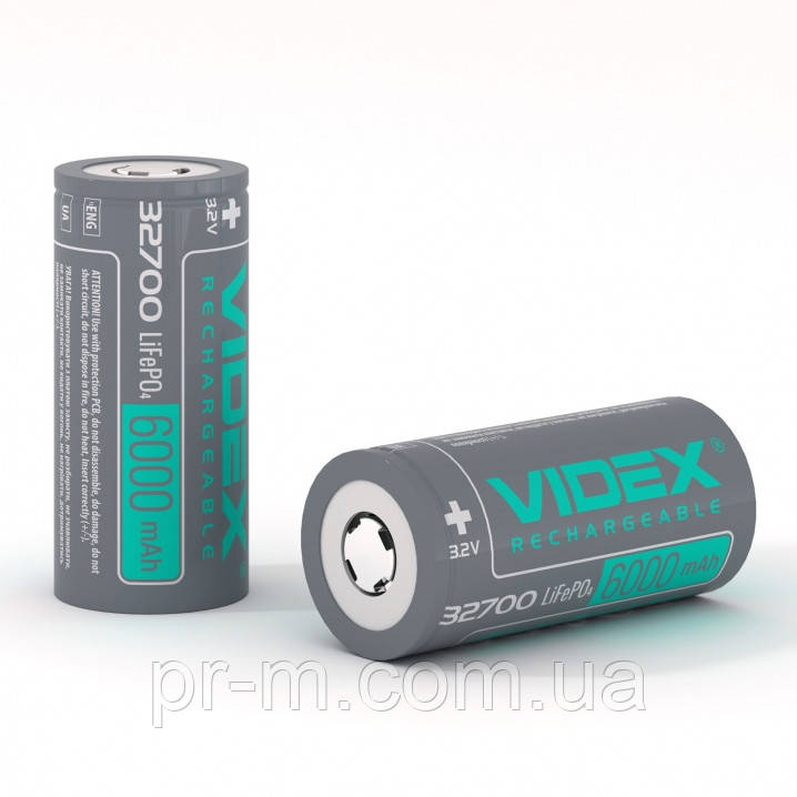 Батарейка аккумулятор 32700 LiFePO4 VIDEX 6000mAh 3.2V