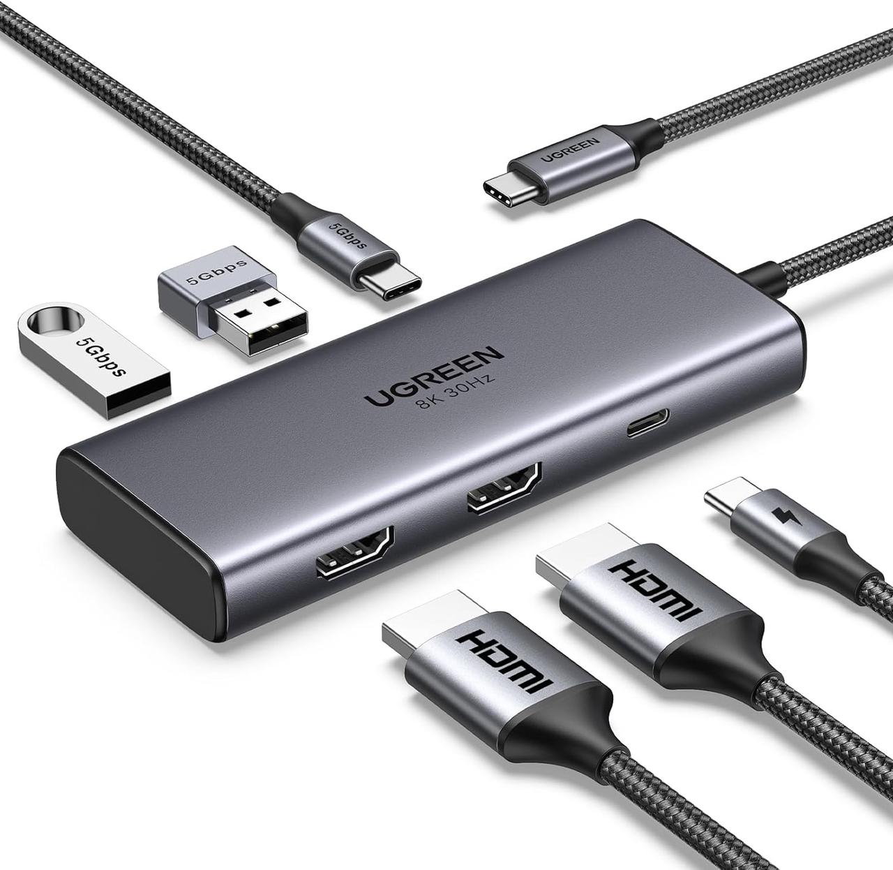 USB-хаб Ugreen Revodok 6 в 1 концентратор 100W PD 5Gbps Grey (CM498), фото 1
