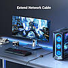 Подовжувач мережевого кабелю RJ45 Ugreen 10Gbps Ethernet-з'єднувач кабелю Catto Cat6 Cat5 Black (NW261), фото 3