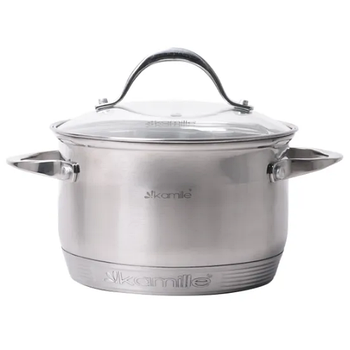 Каструля нержавіюча сталь 4,7л з кришкою 7-шарове дно 4722S KAMILLE