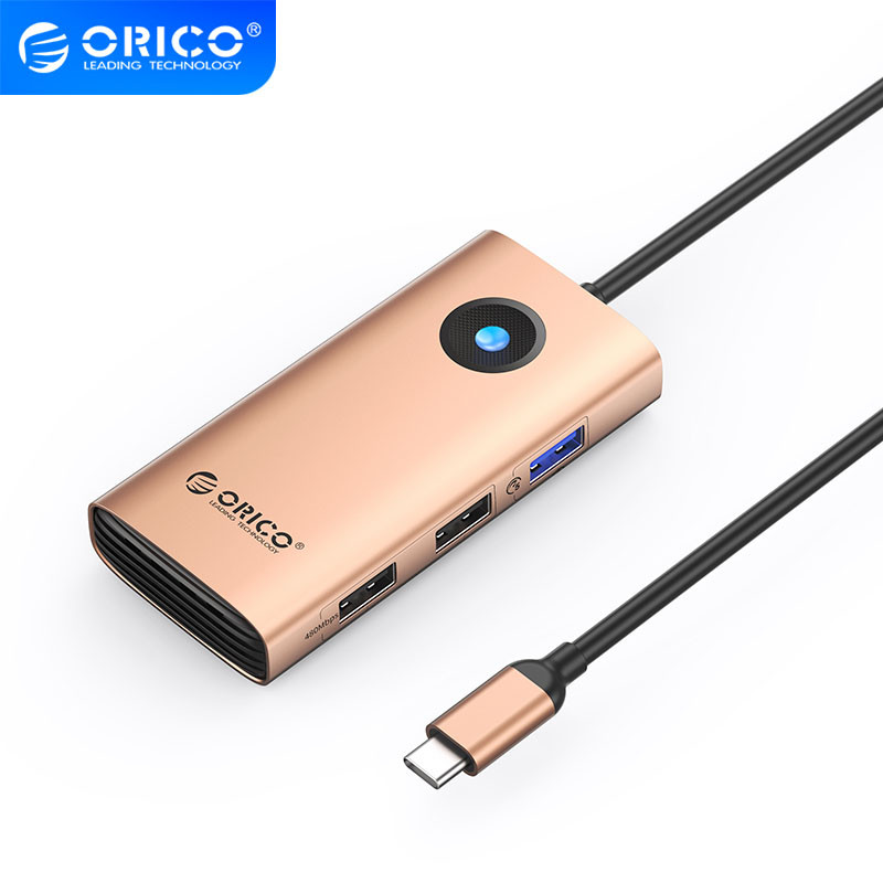 USB-хаб концентратор Orico Type-C 5-in-1 5Gbps Multifunction Docking Station Rose Gold (ORICO-PW11-5P-RG-EP), фото 1
