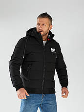 Чоловіча куртка HELLY HANSEN зимова коротка на манжеті, теплий брендовий пуховик із капюшоном чорний, фото 4