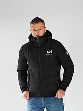 Чоловіча куртка HELLY HANSEN зимова коротка на манжеті, теплий брендовий пуховик із капюшоном чорний, фото 2