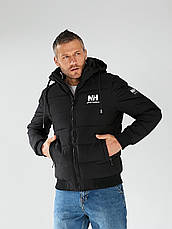 Чоловіча куртка HELLY HANSEN зимова коротка на манжеті, теплий брендовий пуховик із капюшоном чорний, фото 5