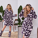 Ніжний яскравий романтичний м'який жіночий махровий комплект: халат + чобітки (р.42-46). Арт-4802/4, фото 4