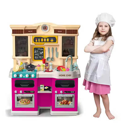 Дитяча іграшкова кухня дівчинці 85 предметів музика світло вода пар для сюжетно рольових ігор з побутовою технікою