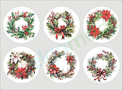 Фетр з принтом РІЗДВЯНІ ВІНКИ, 22x30 см, корейський м'який 1.2 мм