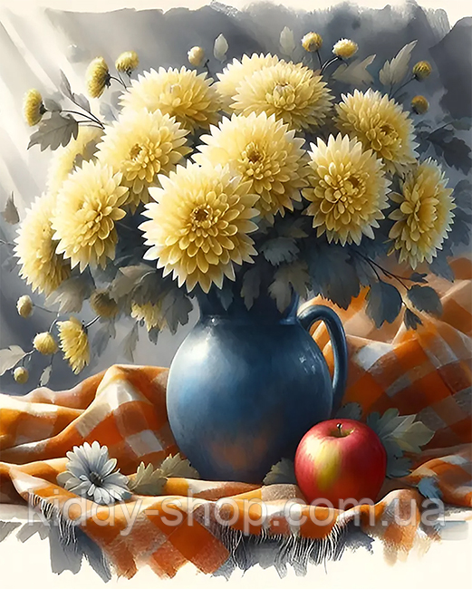 Алмазна вишивка. Картина на підрамнику "Жовті жоржини" , розмір 40х50, фото 1