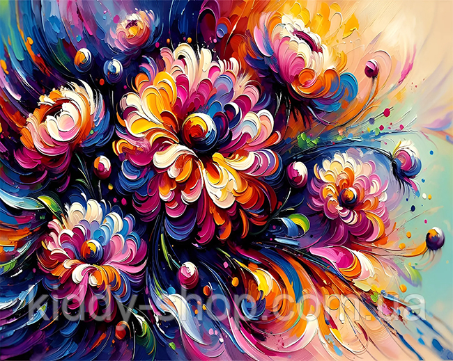 Алмазна вишивка. Картина на підрамнику "Феєричні жоржини" , розмір 40х50, фото 1