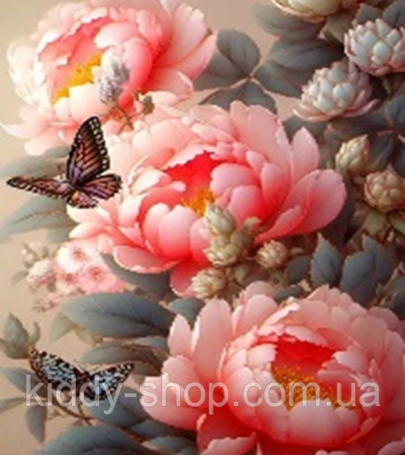 Алмазна вишивка. Картина на підрамнику "Менует півоній" , розмір 40х50, фото 1