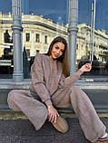 Кавовий теплий жіночий спортивний костюм на змійці з ефектом варіння, фото 6
