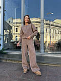 Кавовий теплий жіночий спортивний костюм на змійці з ефектом варіння, фото 5