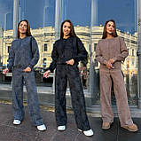 Кавовий теплий жіночий спортивний костюм на змійці з ефектом варіння, фото 10