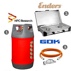 Набір: газова плита Enders Brisbane 2Z н/ж сталь з термодатчиком + балон HPCR-G.5 (G.4), 24,5л
