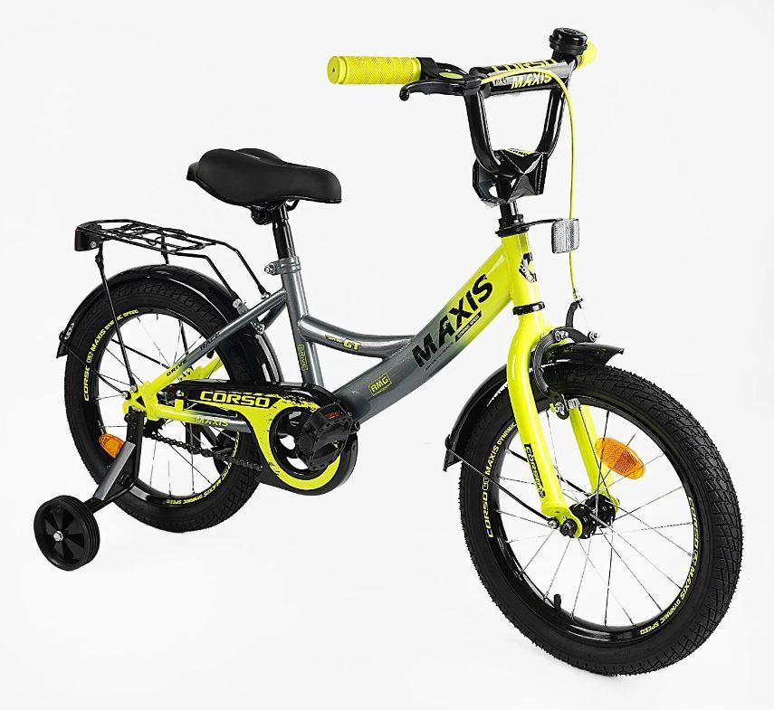 Дитячий 2-х колісний велосипед з допоміжними колесами 16'' CORSO «MAXIS»