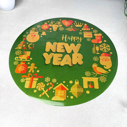 Кругла зелена новорічна серветка 38 см New Year (63-Ж), фото 3
