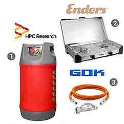 Набір: газова плита Enders Brisbane 2Z н/ж сталь з термодатчиком + балон HPCR-G.5 (G.4), 26,2л