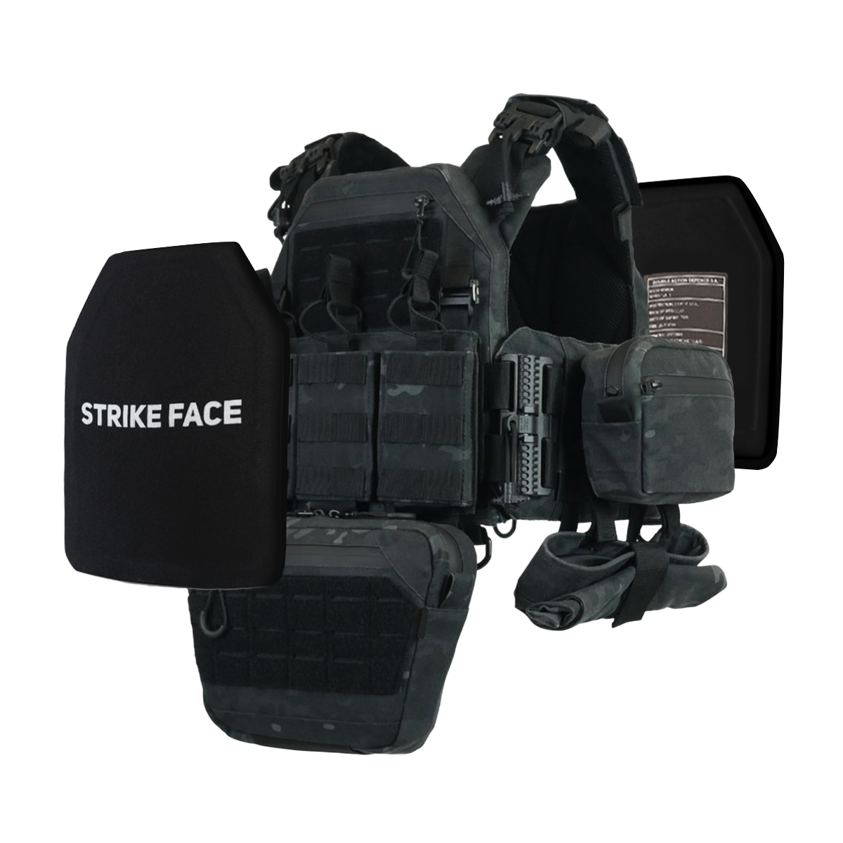 Плитоноска з бронеплитами 6 класу захисту з підсумками Чорний/Black, фото 1