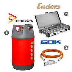 Набір: газова плита Enders Brisbane 3Z н/ж сталь з термодатчиком + балон HPCR-G.5 (G.4), 24,5л
