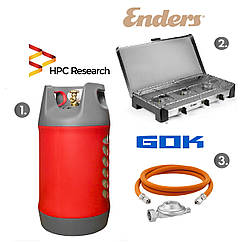 Набір: газова плита Enders Brisbane 3Z н/ж сталь з термодатчиком + балон HPCR-G.5 (G.4), 26,2л