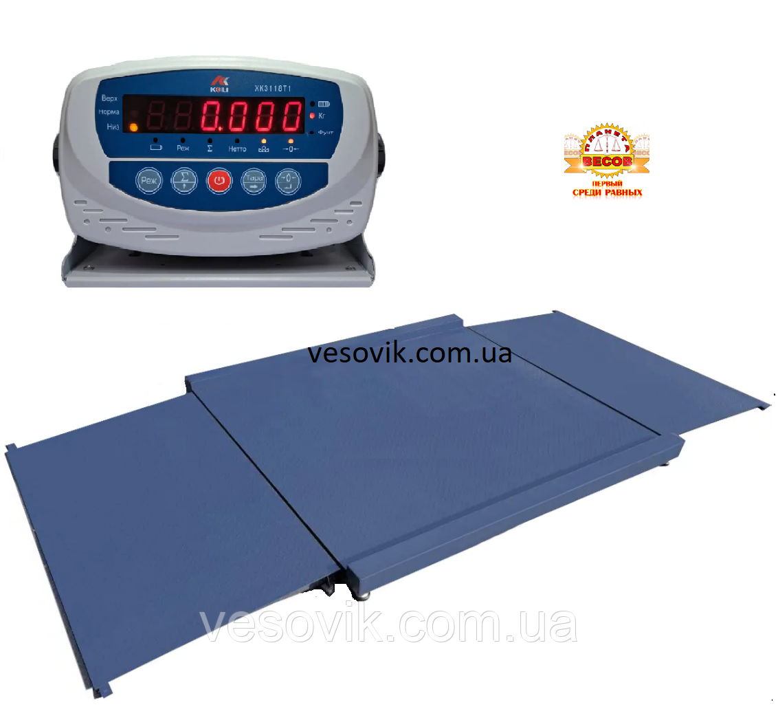 Ваги 1500кг VTP-СN 1215-Т1 з наїзними пандусами індикатор Keli XK3118T1-D, фото 1