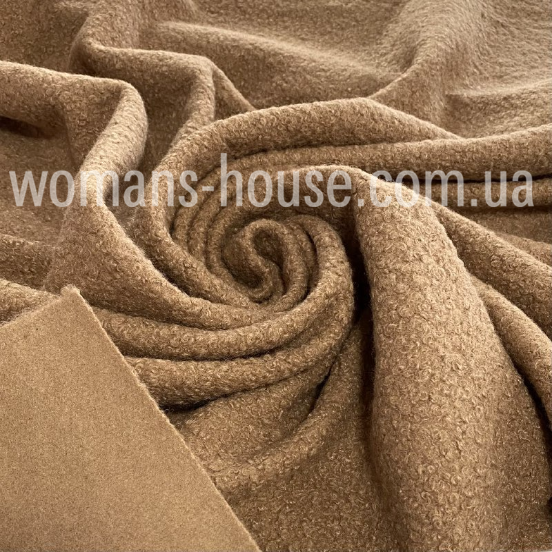 Букле Баранчик пальтова тканина 150 см щільна 300 г/м2 м'яка Кава з молоком, фото 1
